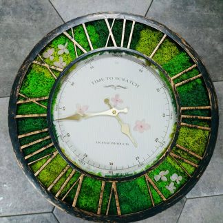 Ceas decorat cu licheni verzi 40cm